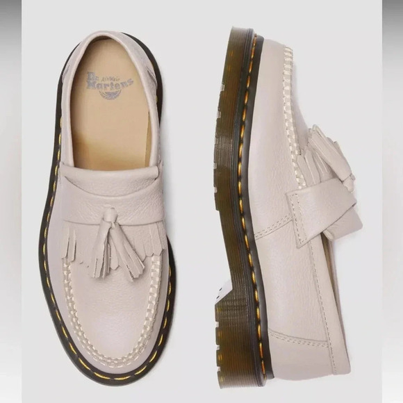 Dr. Martens Adrian Leather Tassle Loafers NWT/NWB | Vintage Taupe - Size 10 - Picture 5 of 14